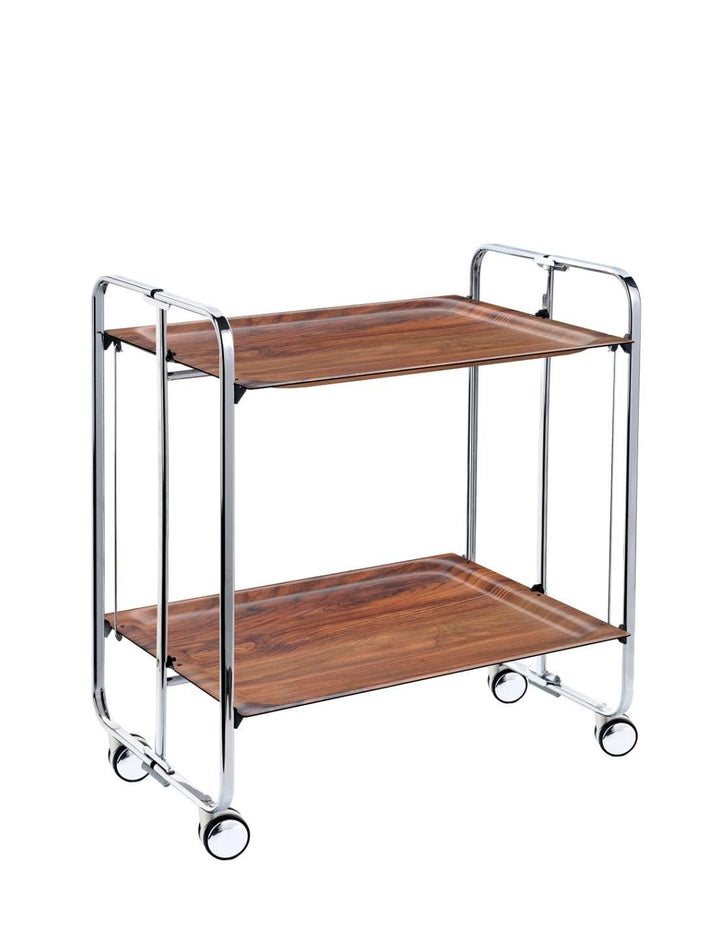 DON HIERRO - Bauhaus Klapptisch, 2 Ebenen, Gestell verchromt, Cedar