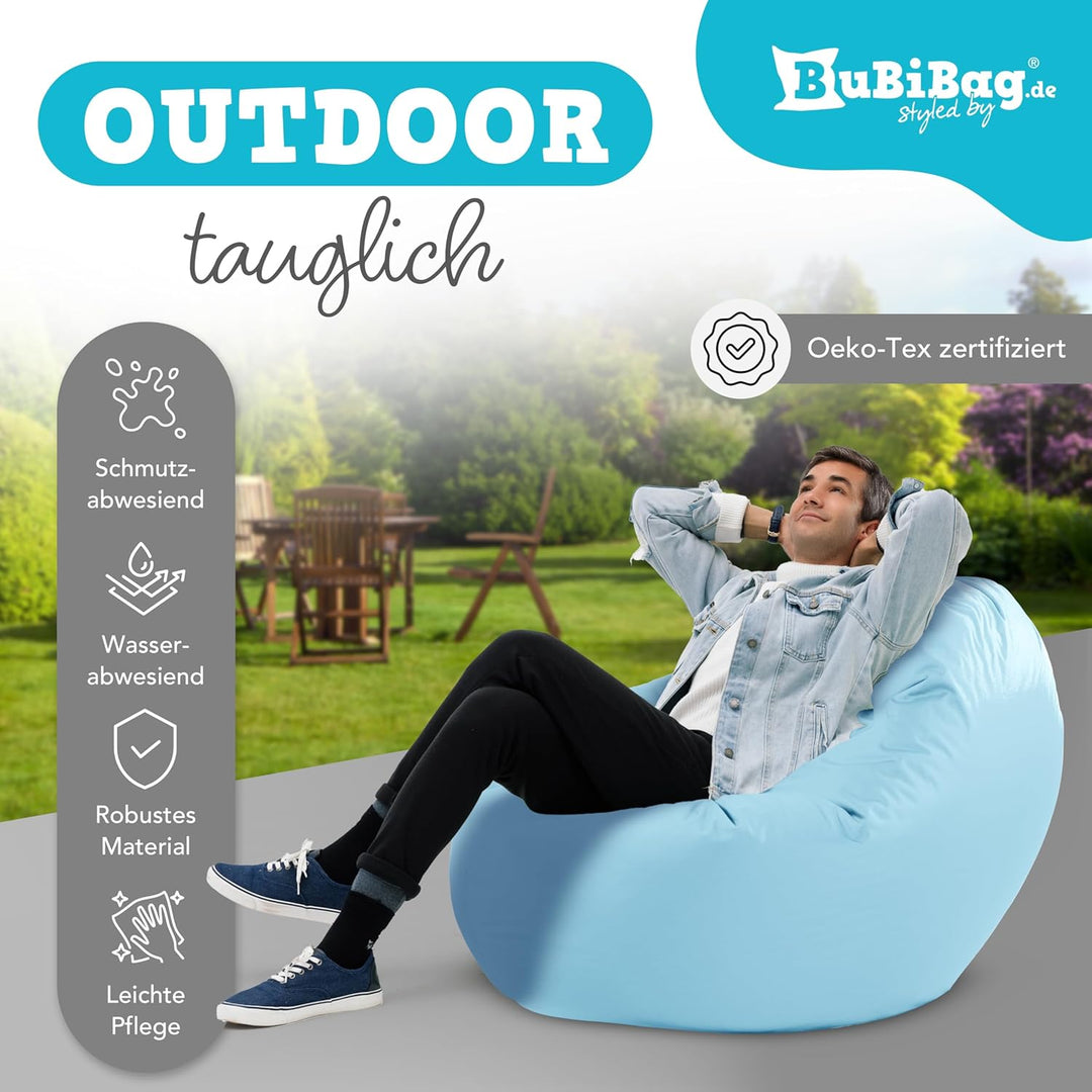 BuBiBag 2in1 Sitzsack L - XXL mit Füllung für Kinder &amp; Erwachsene, Gaming Beanbag &amp; Bodenkissen für