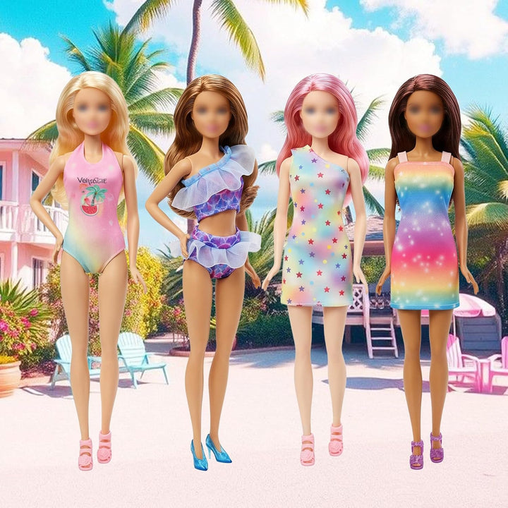 16 Kleidung Kompatibel mit Barbie Puppen, Rosa Puppenkleidung enthält 1 Meerjungfrauenkleid 2 Träger