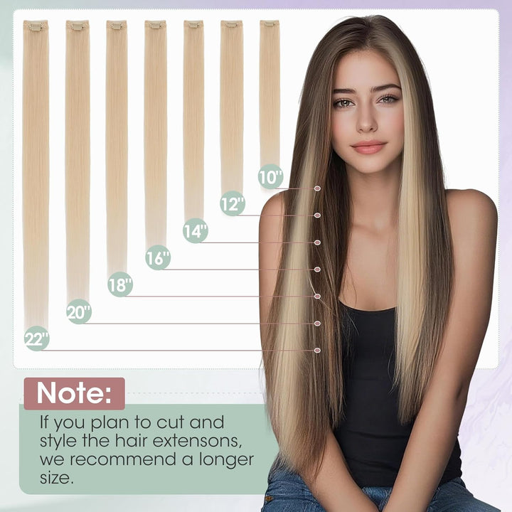 Benehair Clip in Extensions Echthaar, 6Pcs Clip Echt Haar Extension, Einzelclip Echthaar Extension C