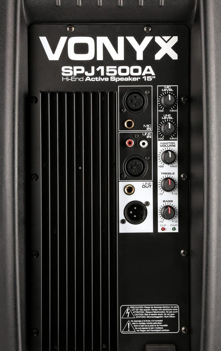Vonyx SPJ-1500A, PA Aktiv Lautsprecher, DJ Box, 800 Watt 15 Zoll High End aktiver Speaker, DMX, Cinc