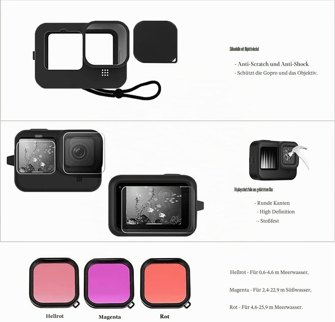Pikioraz 52in1 Action Kamera Zubehör Kit Set, Action-Kamera Zubehör-Kit Kompatibel mit GoPro Hero, A