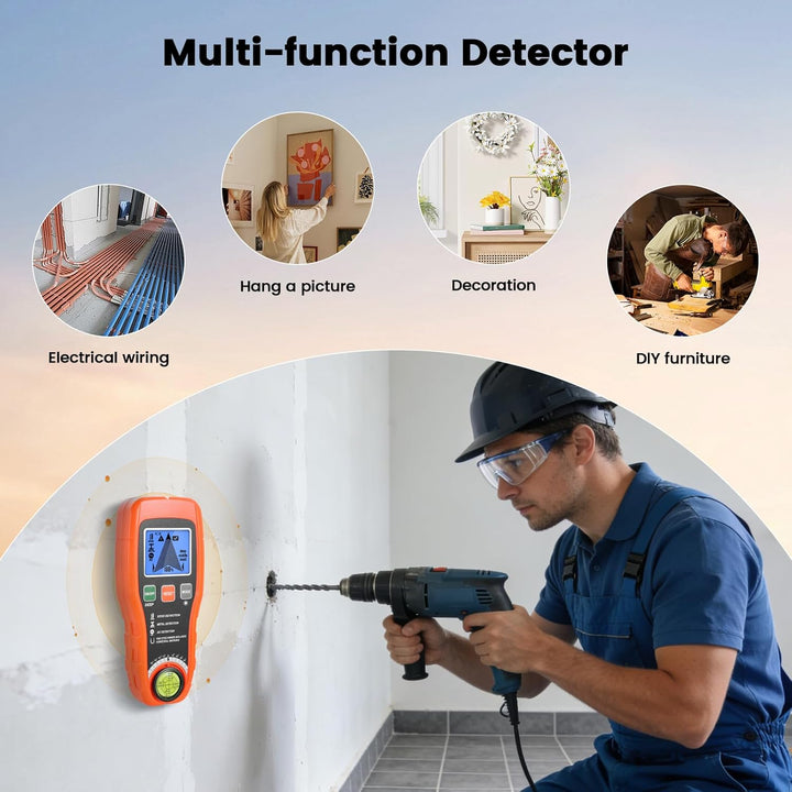 Leitungssuchgerät Ortungsgerät, Multifunktionaler Stud Finder mit LCD-Display und Audio-Alarm, Leitu
