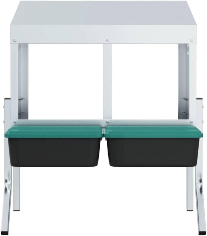 Hühner-Nistkasten mit 2 Fächern, höhenverstellbare Beine, verzinkter Stahl, langlebiges Material, fü