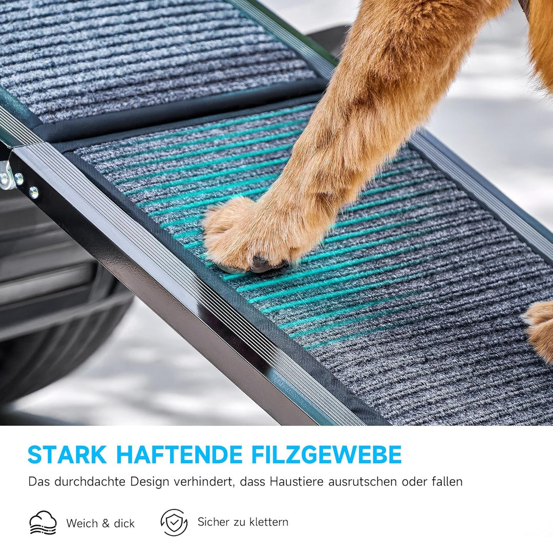 CO-Z Hunderampe Auto klappbar 160cm Leichteres EIN- und Aussteigen für kleine und grosse Hunde bis 9