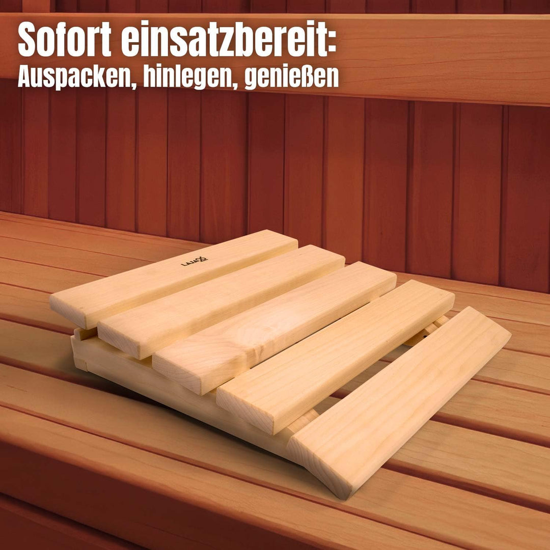 LaJa26 Sauna Kopfstütze Flexi FSC Espenholz - Verstellbar in 4 Stufen - Ideal für Nacken und Schulte