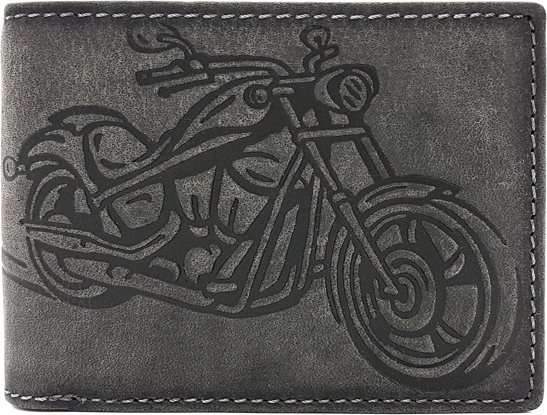 echt Leder Biker Geldbörse quer Hunterleder Portemonnaie Motorrad mit 50cm Kette & RFID Schutz