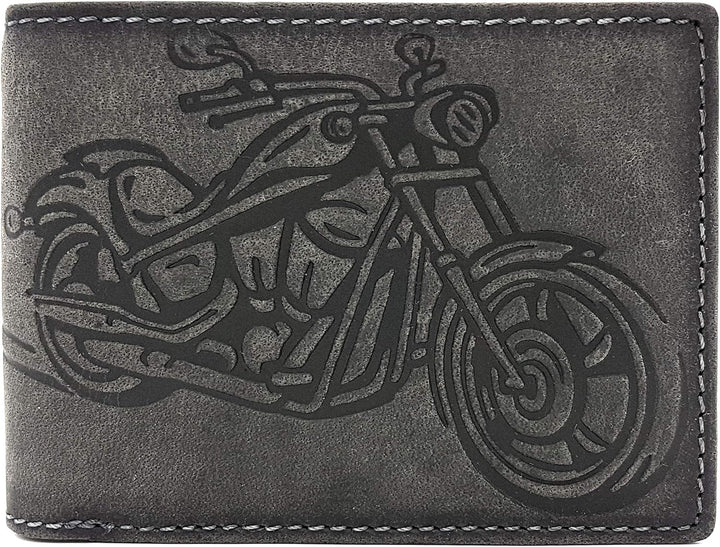 echt Leder Biker Geldbörse quer Hunterleder Portemonnaie Motorrad mit 50cm Kette & RFID Schutz