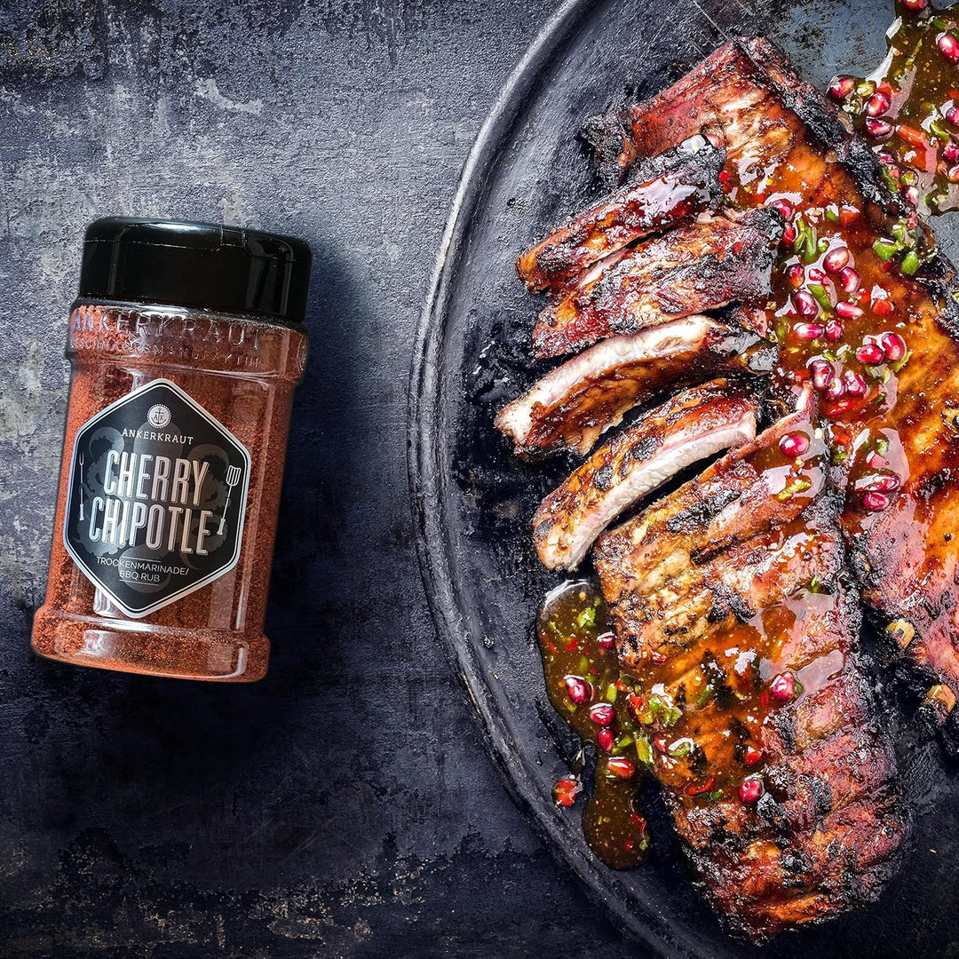 Ankerkraut Cherry Chipotle BBQ Rub, Rub Gewürzmischung für Rind, Schwein, Chicken Wings und Pulled P