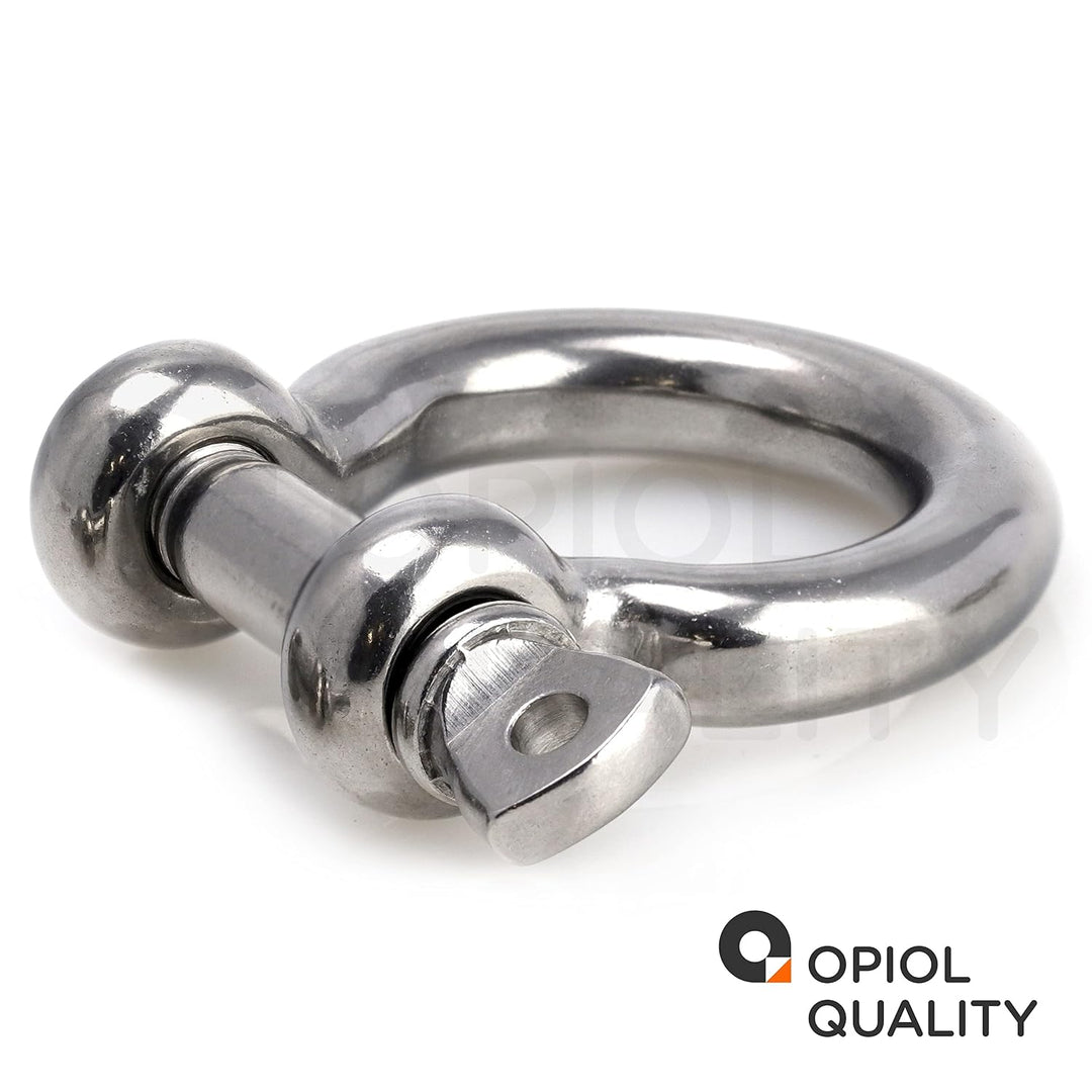 OPIOL QUALITY® Schäkel Geschweift Form Ø 16mm aus Edelstahl A4 V4A (4 Stück) Rundschäkel Verbinder D