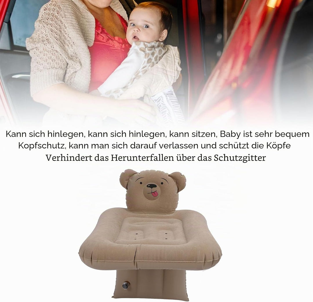 Cartoon-Bär-aufblasbares Autobett, abnehmbarer Sicherheitsgurt, aufblasbares Reisebett für Kleinkind