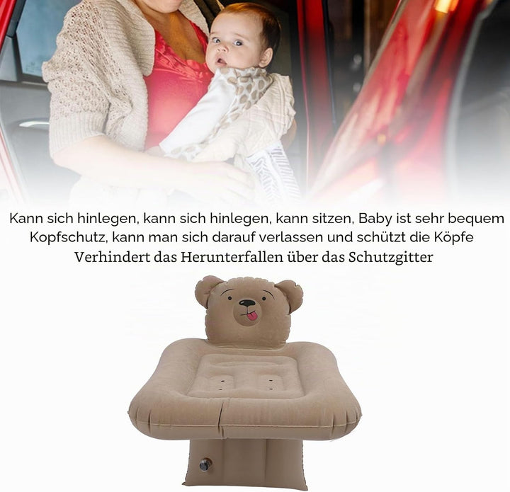 Cartoon-Bär-aufblasbares Autobett, abnehmbarer Sicherheitsgurt, aufblasbares Reisebett für Kleinkind