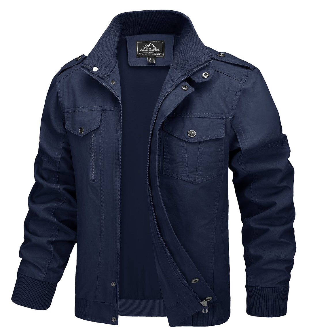 MAGCOMSEN Herren Übergangsjacke Winddichte Cargo Outdoorjacke Frühling Blouson Jacke Militär Armee F