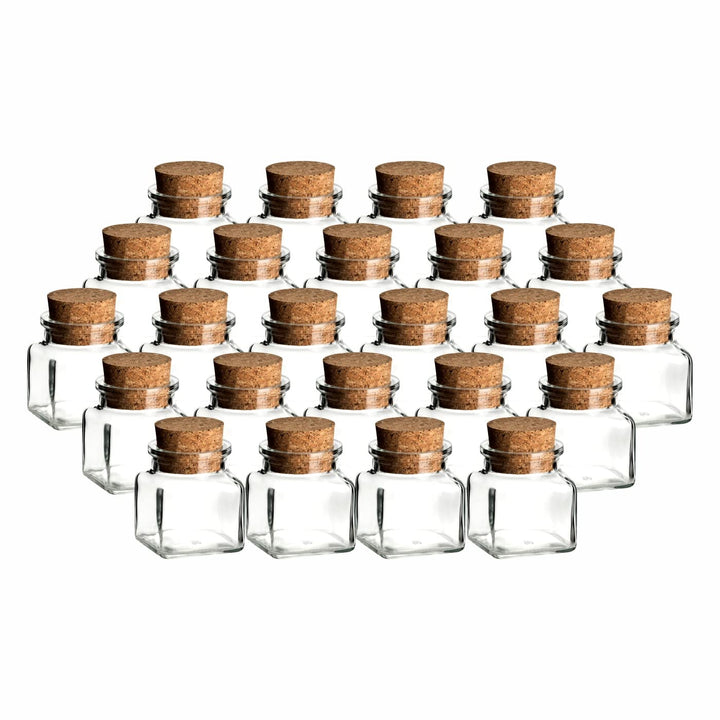 gouveo 24er Set Gewürzgläser 120 ml eckig mit Korken - Kleine Korkengläser mit Korkverschluss - Leer
