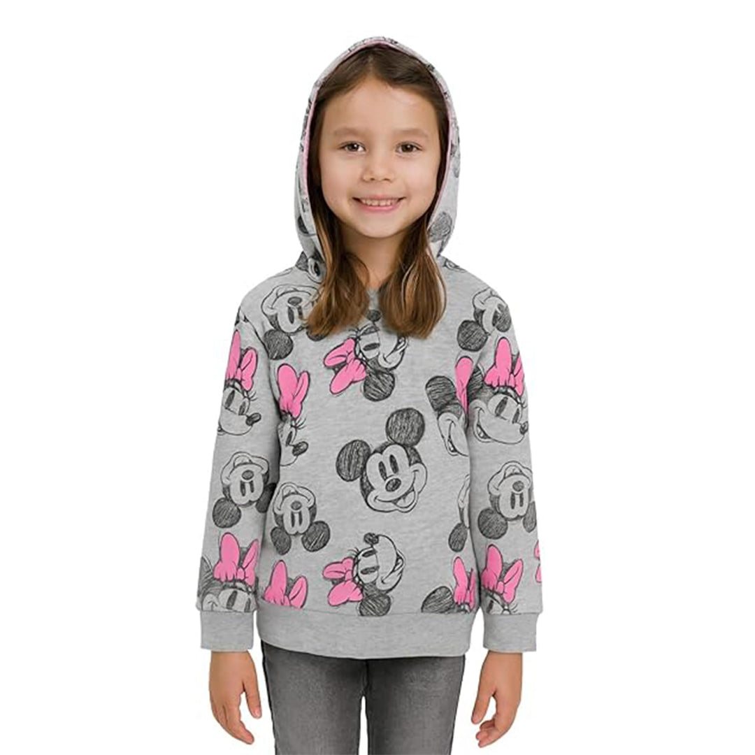 United Labels Disney Minnie Mouse Pullover mit Kapuze für Mädchen, Grau Rosa, Hoodie, Sweatshirt, Ka