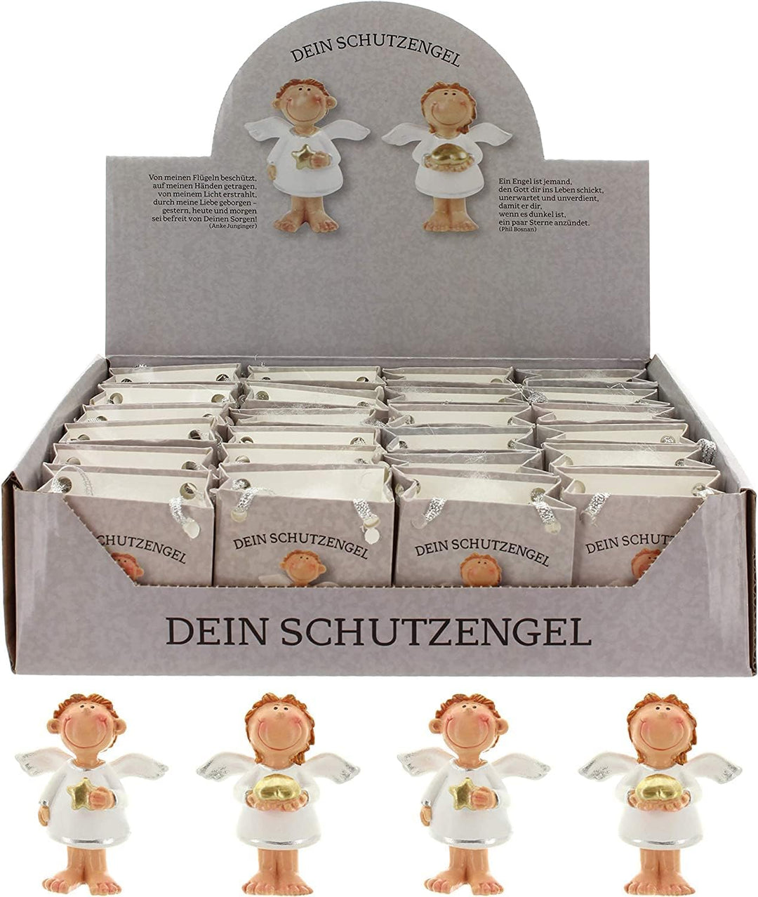 MIJOMA 24 Stück Set Schutzengel in Tüte 2-Fach Sortiert, im 24er Display, Gastgeschenk Glücksbringer