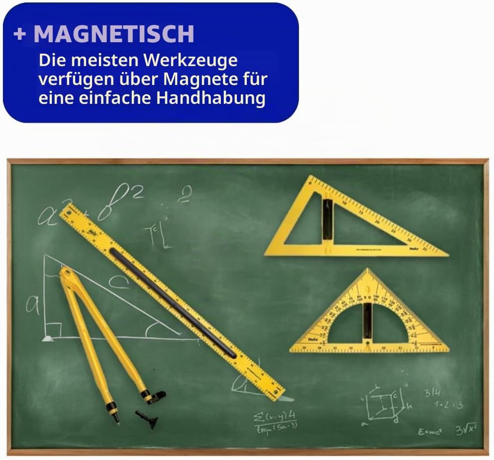 Helix Whiteboard-Lineal X24050, magnetisch, 60 cm Set gelb Whiteboard-Set, 4-teilig, Whiteboard-Set,