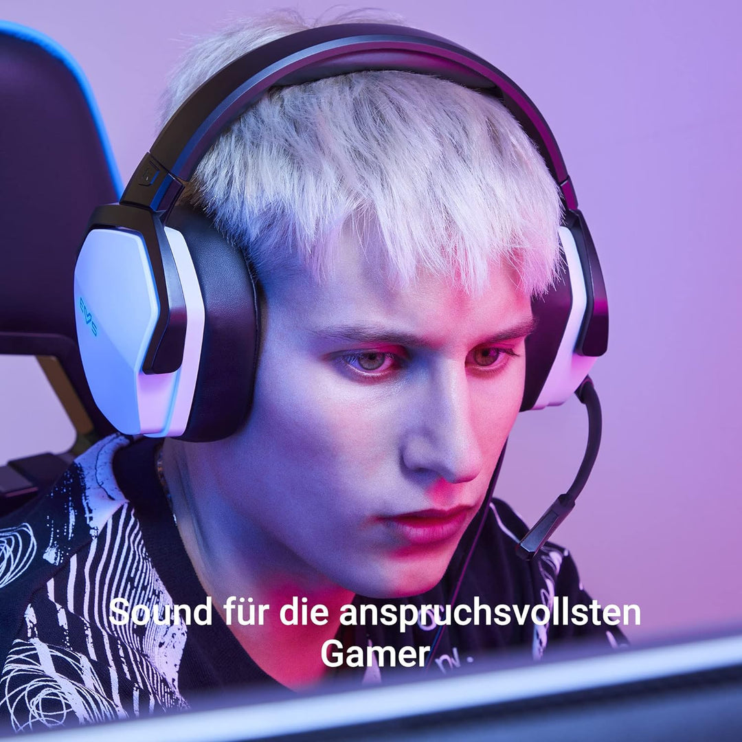 Energy Sistem Gaming Headset ESG 4 Surround 7.1 White (Kopfhörer LED-Beleuchtung, 7.1 Surround-Sound
