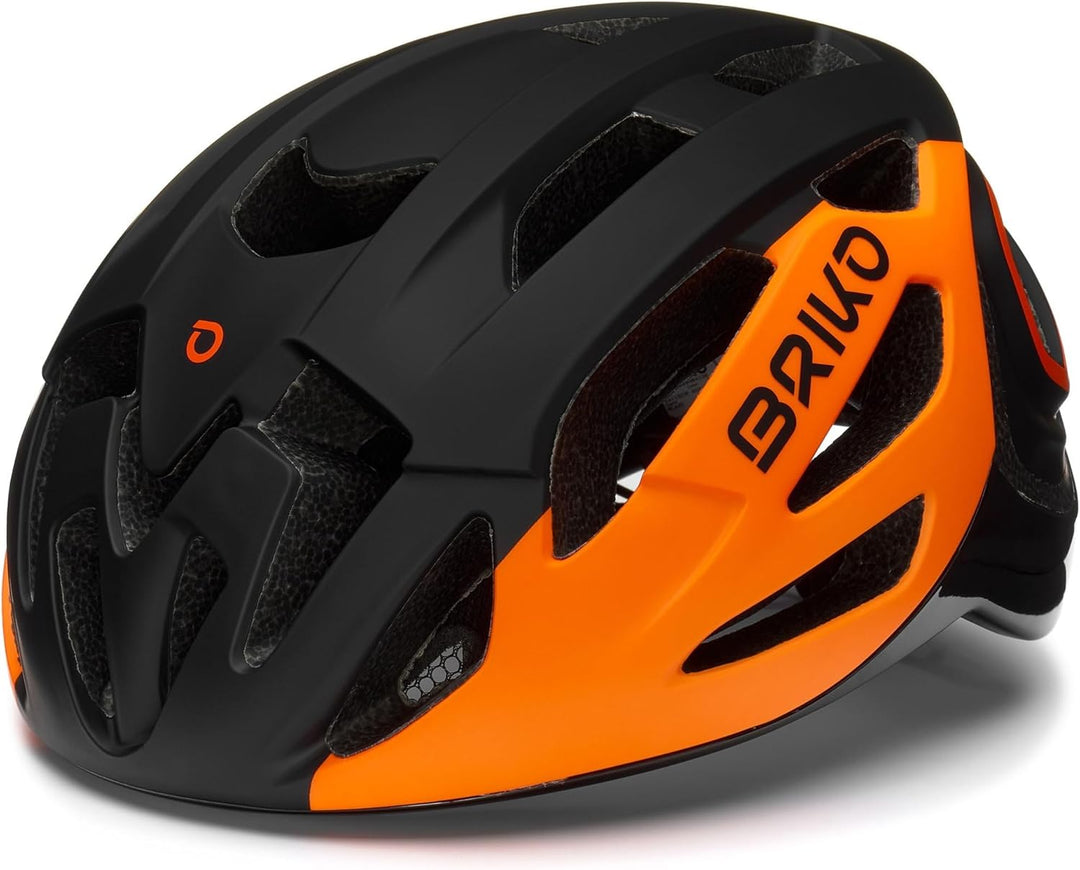 Briko Unisex – Erwachsene Blaze Helmet, Matt Black-Orange, M