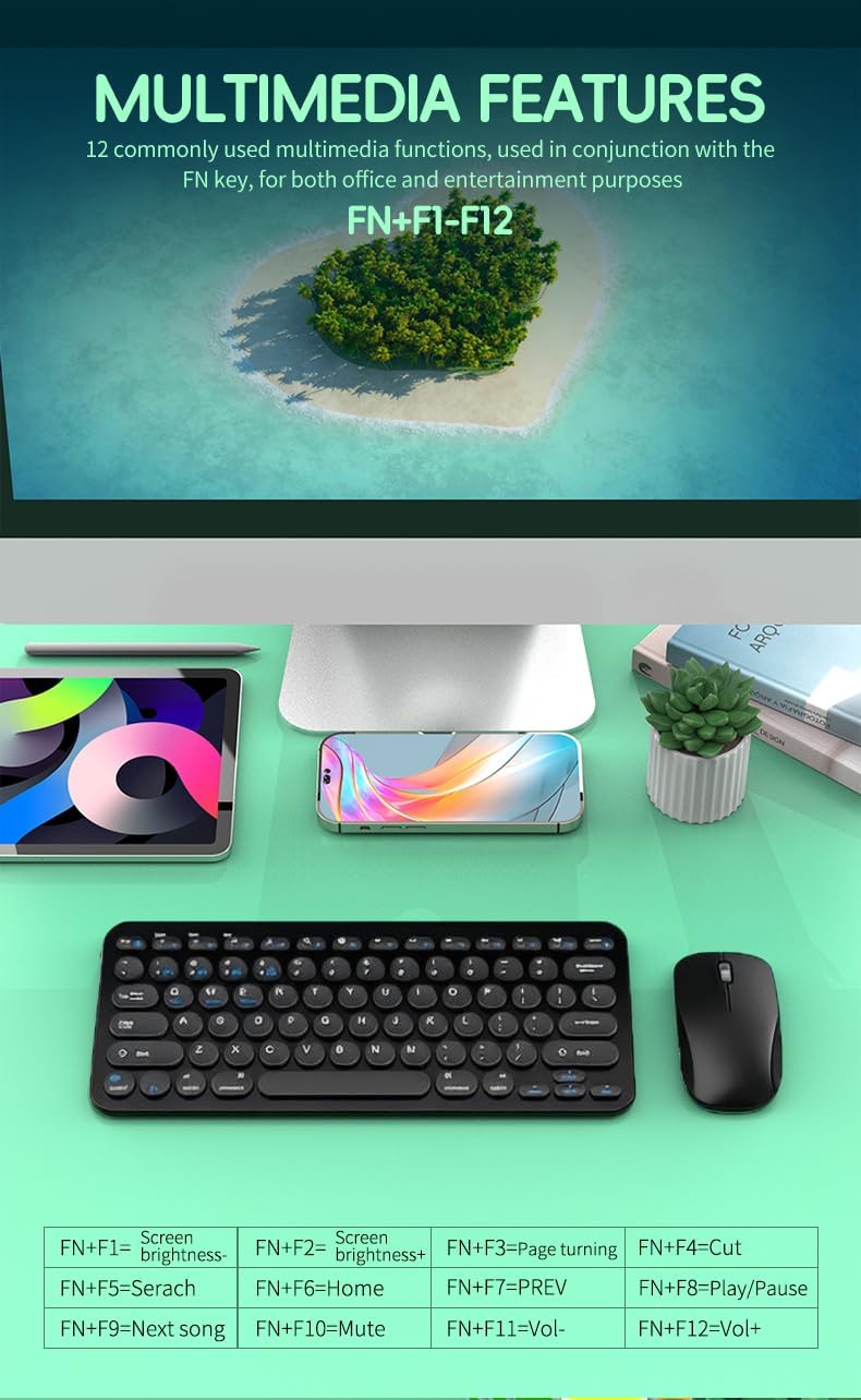 Tastatur Maus Set Kabellos,3 Bluetooth5.0/3.0 Tastatur &amp; 2.4G USB Dual-Modus vier Kanäle,Funktastatu
