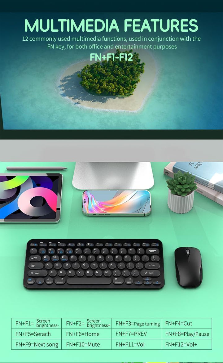 Tastatur Maus Set Kabellos,3 Bluetooth5.0/3.0 Tastatur &amp; 2.4G USB Dual-Modus vier Kanäle,Funktastatu