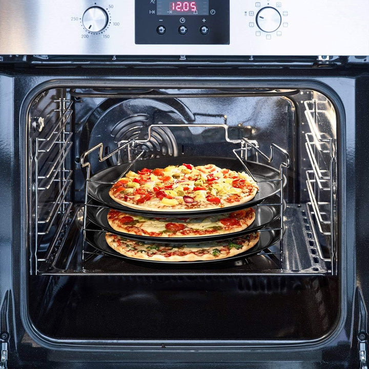 4tlg. Pizza Backset Set 3 x Backblech antihaftbeschichtet, gelocht mit