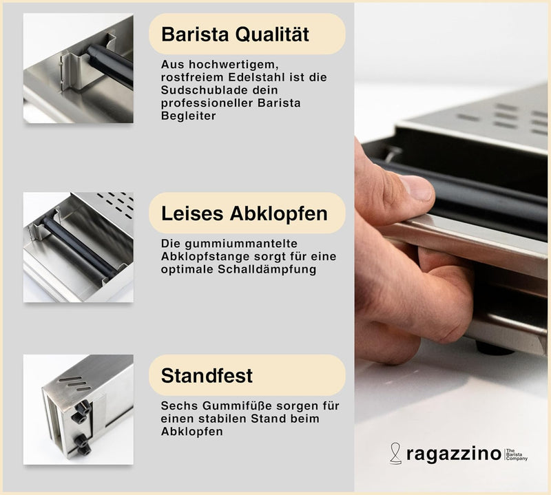 ragazzino Kaffee Abklopfbehälter | Sudschublade für Espresso Siebträgermaschine | Abschlagkasten mit