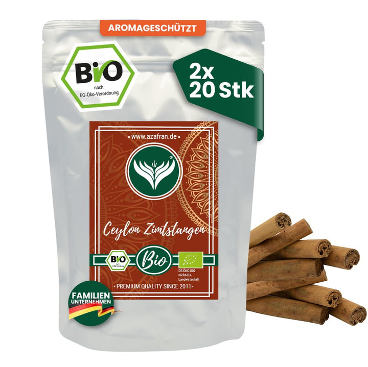 Azafran BIO Ceylon Zimt, Zimtstangen 10 cm 40 Stk 40 Stück (1er Pack), 40 St&amp;