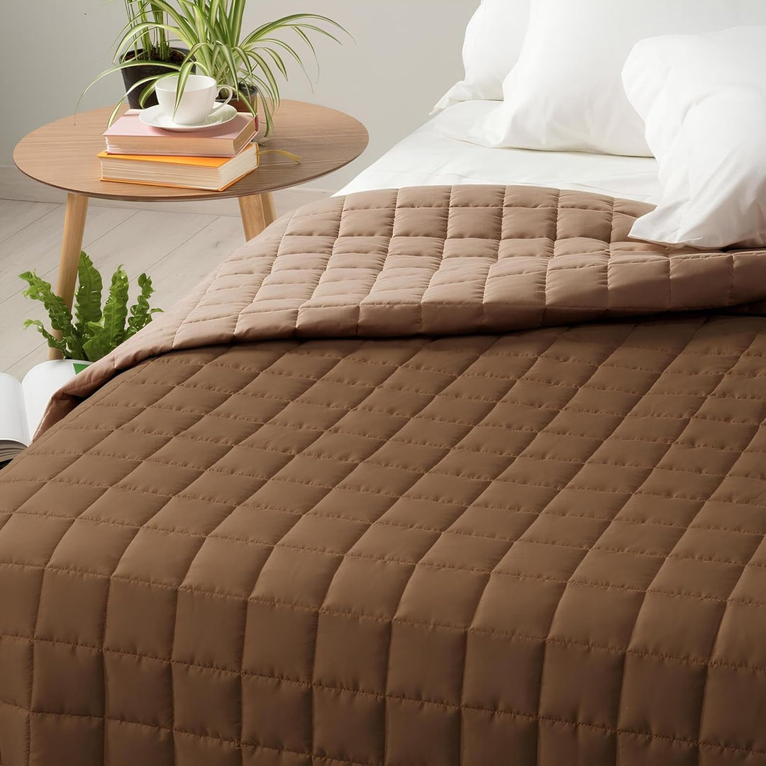 Caleffi - Tagesdecke, gesteppt, modern, einfarbig, für französisches Bett, Moka Una piazza e mezza M