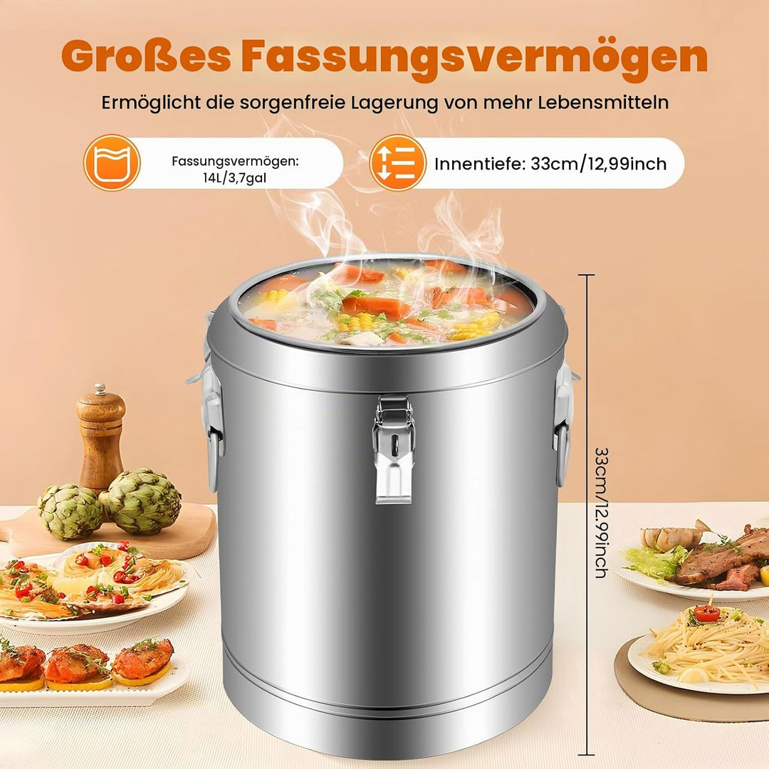 20L/40L Thermobehälter für Essen, Isolierter Eimer Mit Deckel, Edelstahl Isolierkanne, für Kaffee Te