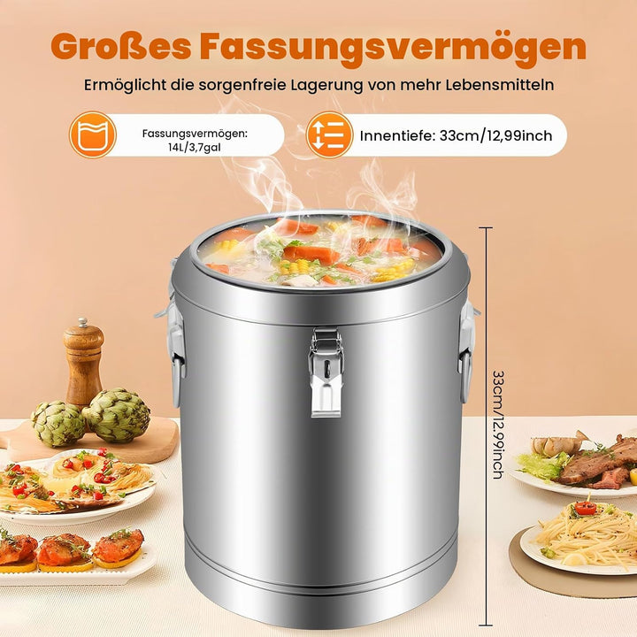 20L/40L Thermobehälter für Essen, Isolierter Eimer Mit Deckel, Edelstahl Isolierkanne, für Kaffee Te