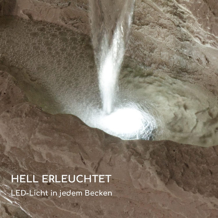 Blumfeldt Stonehenge Solarbrunnen, inkl. Solarpanel, Lithium-Ionen-Akku (ca. 5h Laufzeit), LED-Beleu