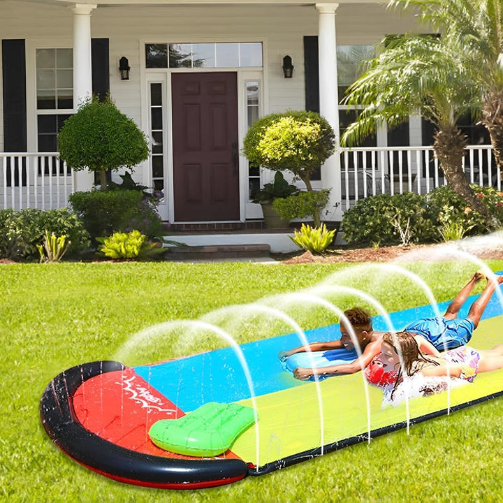 240x55in/610cm Wasserrutsche Garten für Kinder, Wasserrutsche Kinder Draussen mit 2 Bodyboard, Riesi