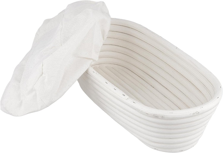 SINJEUN 2er Set Gärkorb Oval 30 cm und 35 cm, Rattan Brotkorb mit Leinentuch für Brot Backen, Küche,