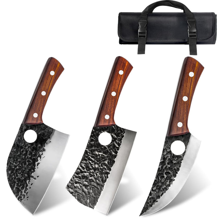 MOSFiATA Metzgermesser Set Messerset Metzger Küchenmesser mit Rolltasche | ‌Inkl. ein serbisches Koc