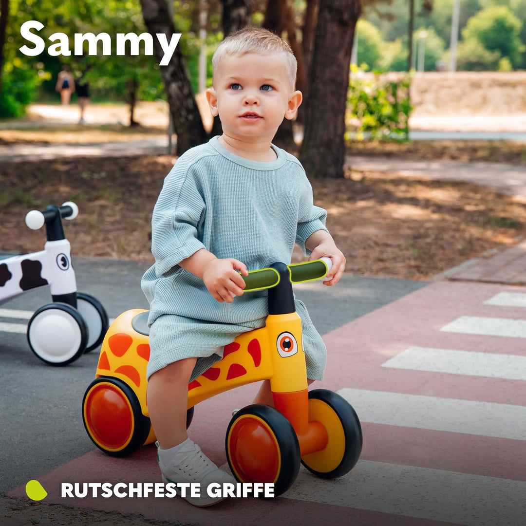 Lionelo Sammy Baby Rider 1 bis 3 Jahre, 4-Rad-Reiter bis 25 kg, rutschfeste Griffe mit Beleuchtung,