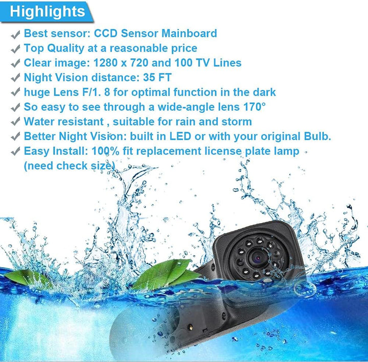 Berlingan 18mm Linse Top Qualität Auto Drittes Dach Original-Bremslicht-Rückfahrkamera, Ersatz für V
