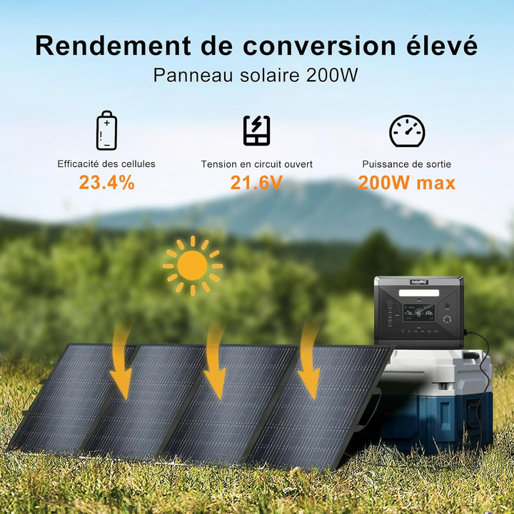 Solarplay 200w Solarpanel, Faltbar Solarmodul Geeignet für tragbare Kraftwerke, Solargeneratoren, Ca