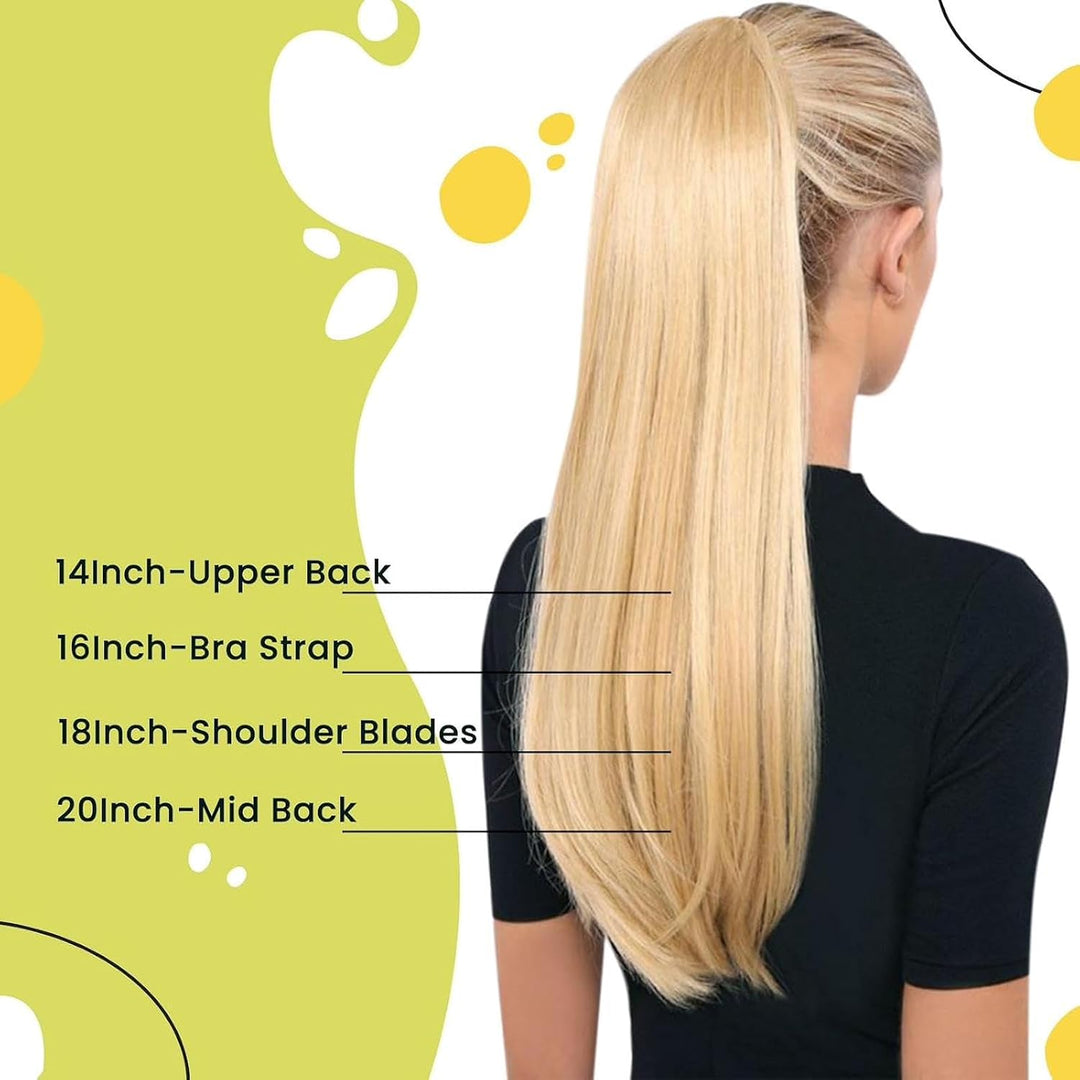 RUNATURE Extensions Echthaar Zopf Blond Highlight 50cm Lang Haar Extensions Echthaar Zopf Remy Pferd