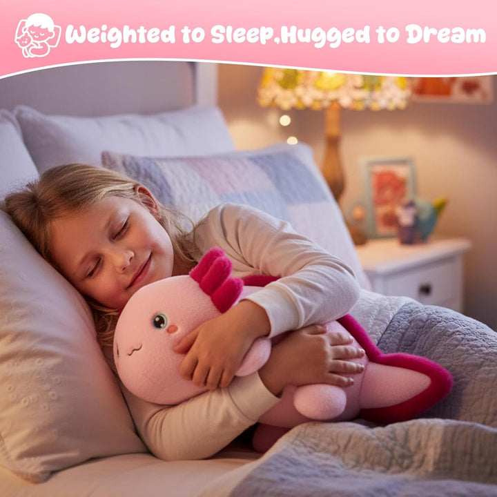 SQEQE Gewichtetes Axolotl Kuscheltier, Weiches Axolotl Plüschtier Kuscheltierkissen mit Gewicht, Nie