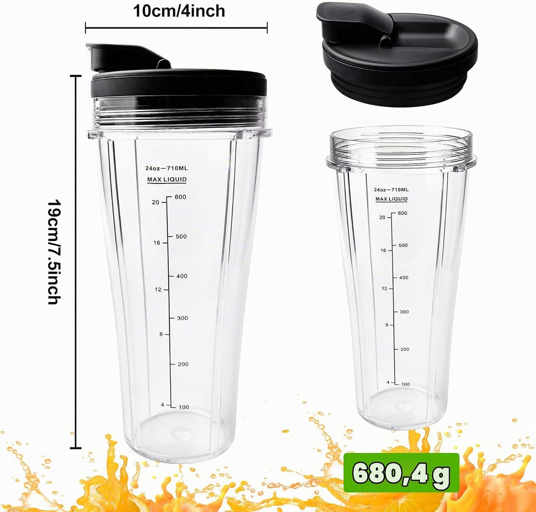 2 Stück Mixer Ersatzteile Für Ninja 710ml Blender Becher Mit Herausnehmbarem Deckel, Becher Ersatzte