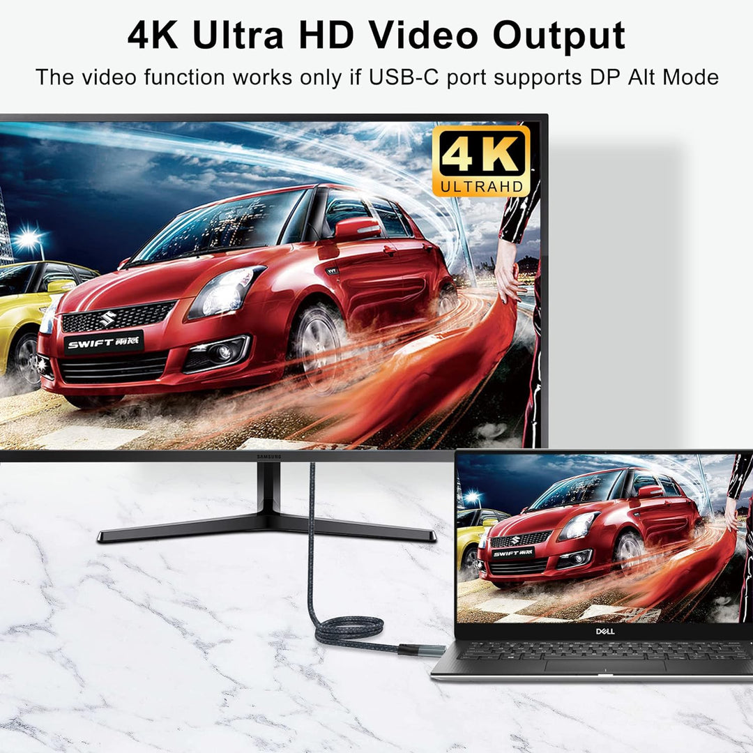 Twozoh 4K USB C Kabel 100W 4,5M (All-in-One), USB 3.2 Gen 2 X 2 20Gbps USB C 3.1 TypeC PD Schnelllad