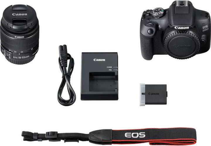 Canon EOS 2000D Spiegelreflexkamera (24,1 MP, DIGIC 4+, 7,5 cm (3,0 Zoll) LCD, Full-HD, WIFI, APS-C