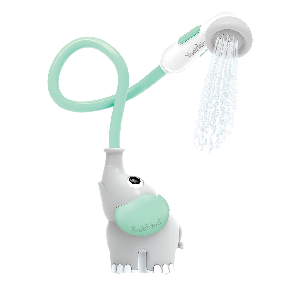 Yookidoo Duschkopf für Baby-Badewanne, Elefant, Wasserpumpe mit Rumpfauslauf – Kontrolle des Wasserf