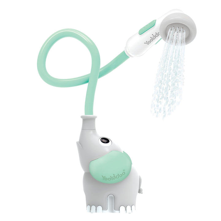 Yookidoo Duschkopf für Baby-Badewanne, Elefant, Wasserpumpe mit Rumpfauslauf – Kontrolle des Wasserf