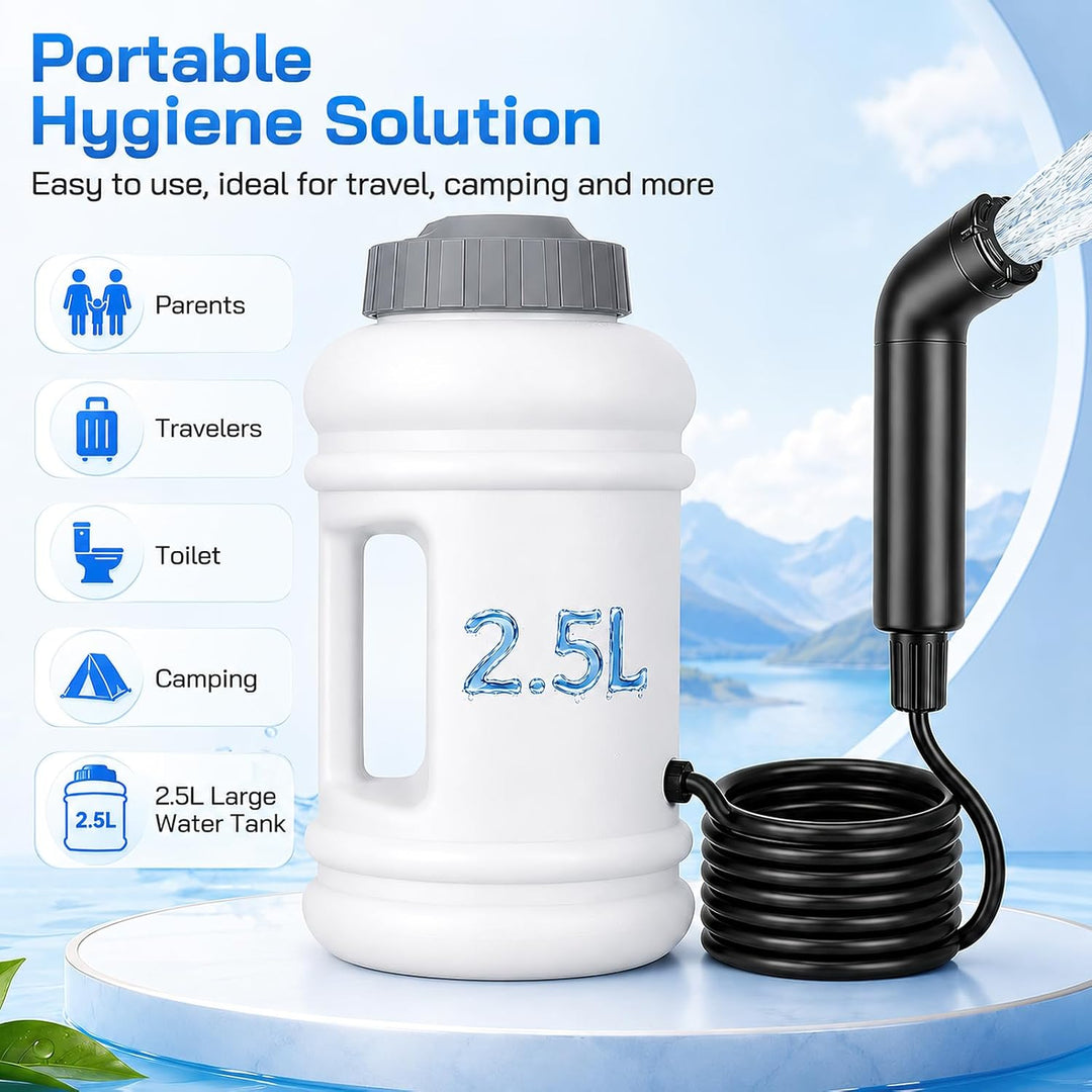 Bidet Po Dusche, 2.5L Elektrisch Peri Bottle Podusche Tragbares Reisen Camping 3 Wasserfluss-Modi Ba