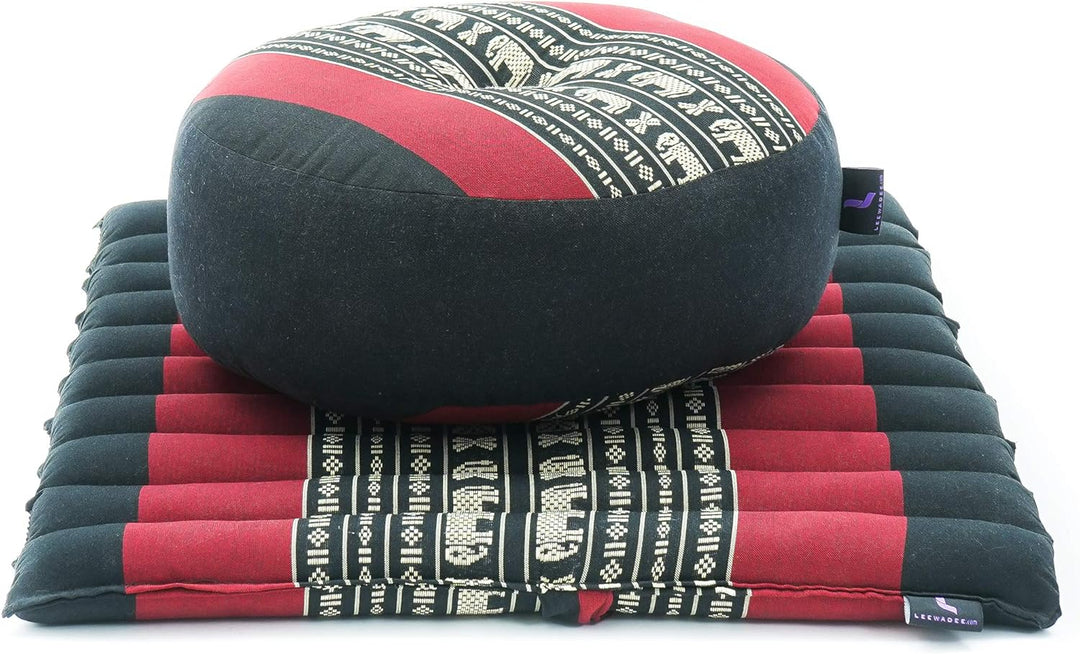 Leewadee Meditationsset Yogaset aus Meditationskissen Zafu und Kleiner rollbarer Sitzmatte Zabuton Ö