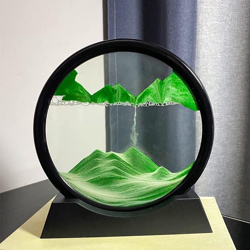 Arthink Bewegliche Sandkunst Bild in Bewegung, rundes Glas, 3D, Tiefseelandschaft, dynamische Sandku