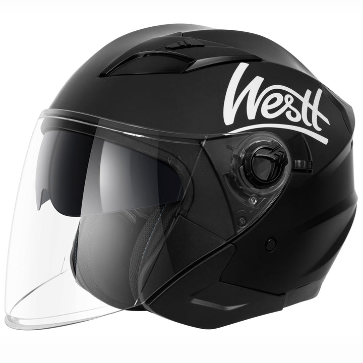 Westt Jethelm Motorradhelm mit Visier und Sonnenblende, ECE 22.06 Zertifiziert, Leichter Open-Face H