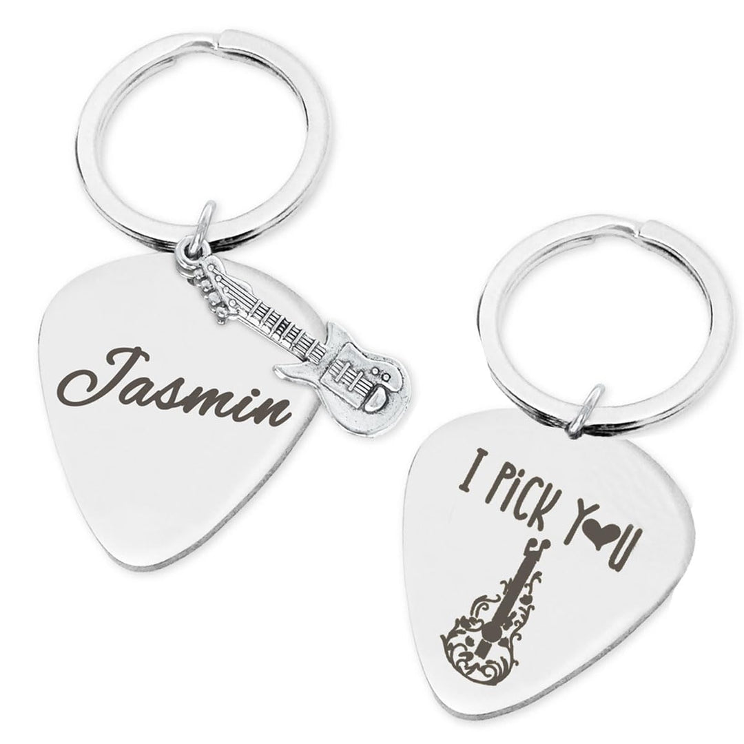 keepdrum Personalisierter Schlüsselanhänger Plektrum "I Pick You" mit Wunsch-Gravur Pick You mit Wun